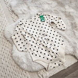 Baby Gap Long Sleeve Onsie Black Polka Dot